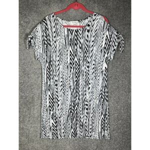 Calvin Klein Cold Shoulder Short Sleeve Chevron Shirt Dress Women Medium Stretch